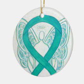 Emerald Green Awareness Ribbon Angel Art Ornamente (Links)