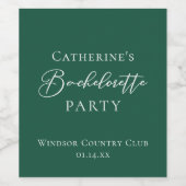 Emerald Green Bachelorette Party Personalized Weinetikett (Einzelnes Label)