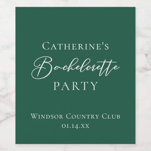 Emerald Green Bachelorette Party Personalized Weinetikett (Einzelnes Label)