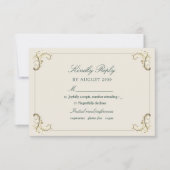 Emerald Green Baroque Gold Wedding RSVP Karte (Vorderseite)