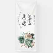 Emerald Green Beige Peony Floral Brautparty Banner (Vertikal)