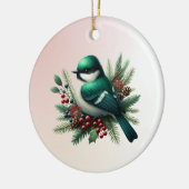Emerald Green Birds and Boughs Keramik Ornament (Links)