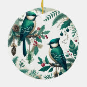 Emerald Green Birds and Boughs Keramik Ornament (Hinten)