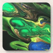 Emerald Green Black Fluid Art Marble Getränkeuntersetzer (Vorderseite)