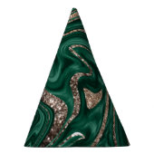 Emerald Green Black Gold Glitzer Marmor #1 Partyhütchen (Rechts)