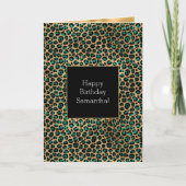 Emerald Green Black Gold Leopard Print Karte (Vorderseite)