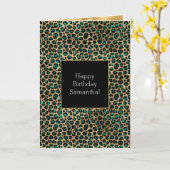 Emerald Green Black Gold Leopard Print Karte (Gelbe Blume)