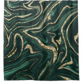 Emerald Green Black Gold Marmor #2 (Imitate Foil) Duschvorhang (Vorderseite)