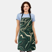 Emerald Green Black Gold Marmor #3 (Imitate Foil) Schürze (Getragen)