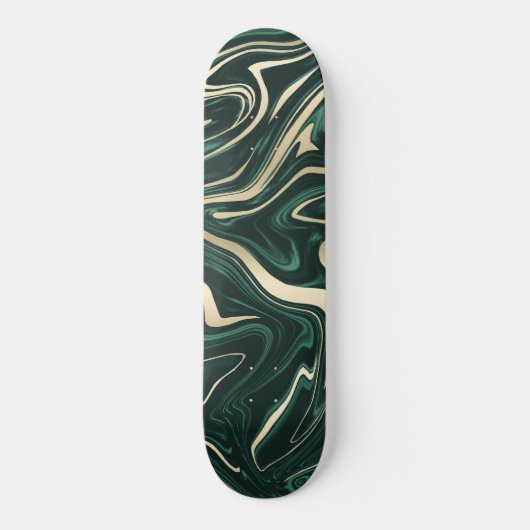 Emerald Green Black Gold Marmor #3 (Imitate Foil) Skateboard (Vorderseite)