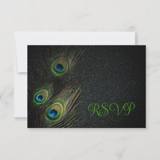 Emerald Green Black Gold Peacock Wedding Einladung (Vorderseite)