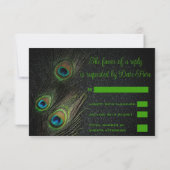 Emerald Green Black Gold Peacock Wedding Einladung (Rückseite)