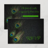 Emerald Green Black Gold Peacock Wedding Einladung (Vorne/Hinten)