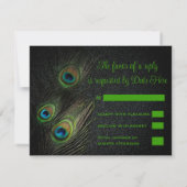 Emerald Green Black Gold Peacock Wedding Einladung