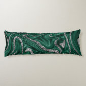 Emerald Green Black Silver Glitzer Marmor #1  Seitenschläferkissen (Rückseite)
