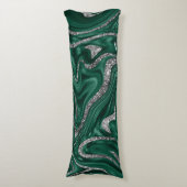 Emerald Green Black Silver Glitzer Marmor #1  Seitenschläferkissen (Vorderseite Vertikal)