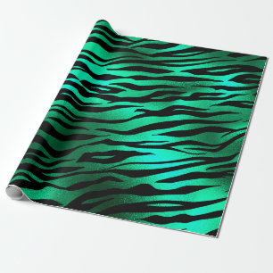 Emerald Green Black Tiger Stripes Wilde Tiere Geschenkpapier