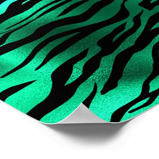 Emerald Green Black Tiger Stripes Wilde Tiere Poster (Ecke)