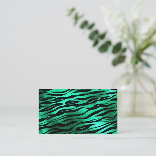 Emerald Green Black Tiger Stripes Wilde Tiere Visitenkarte (Stehend Vorderseite)