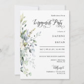 Emerald Green Blätter Engagement Party QR Code Einladung (Vorderseite)