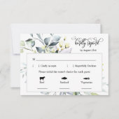 Emerald Green Blätter Response Card 3 Essenswahl RSVP Karte (Vorderseite)