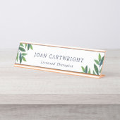 Emerald Green Blätter - Therapeut Schreibtischnamensplakette (Vorderseite )