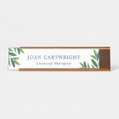 Emerald Green Blätter - Therapeut Schreibtischnamensplakette (Vorderseite )