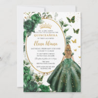 Emerald Green Bloral Blonde Princess Quinceañera