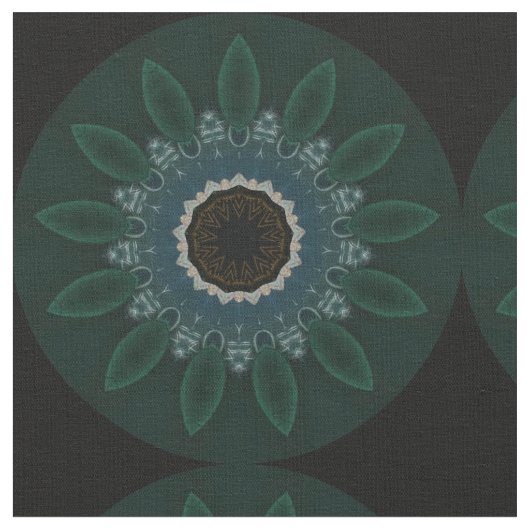 Emerald Green Blue Gold Moderne Blume Stoff (Nahaufnahme)