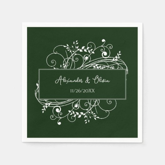 Emerald Green Blüh Brautparty Napkins Serviette (Vorderseite)