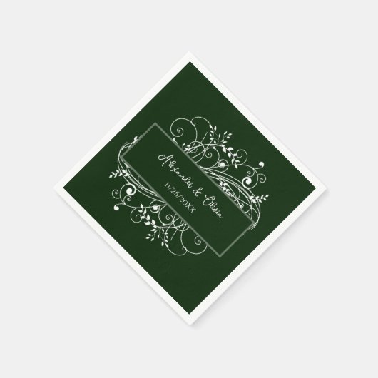 Emerald Green Blüh Brautparty Napkins Serviette (Ecke)