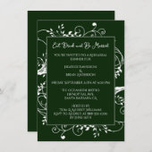 Emerald Green Blüh Probe Dinner Einladung (Vorne/Hinten)