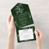 Emerald Green Blüh Wedding All In One Einladung (Abreißen)