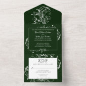 Emerald Green Blüh Wedding All In One Einladung (Innen Boden)
