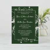 Emerald Green Blüh Wedding Einladung (Stehend Vorderseite)