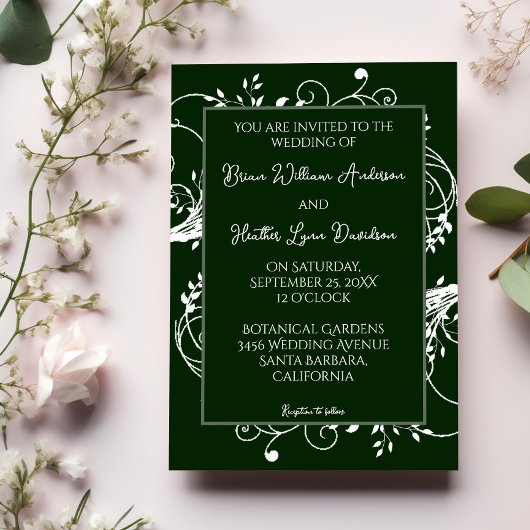 Emerald Green Blüh Wedding Einladung