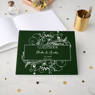 Emerald Green Blüh Wedding Guest Book Gästebuch