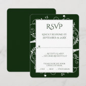 Emerald Green Blüh Wedding RSVP Card Karte (Vorne/Hinten)