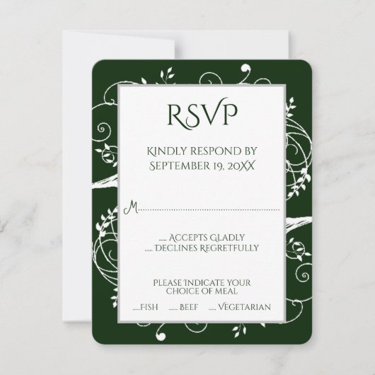Emerald Green Blüh Wedding RSVP Card Karte (Vorderseite)