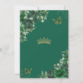 Emerald Green Blume Floral Quinceñera Butterfly Einladung (Rückseite)