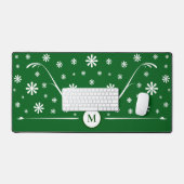 Emerald Green Blume Power Monogram Desk Mat Schreibtischunterlage (Tastatur & Maus)