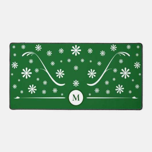 Emerald Green Blume Power Monogram Desk Mat Schreibtischunterlage (Vorderseite)