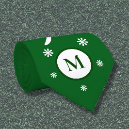 Emerald Green Blume Power Monogram Neck Tie Krawatte