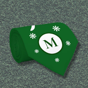 Emerald Green Blume Power Monogram Neck Tie Krawatte