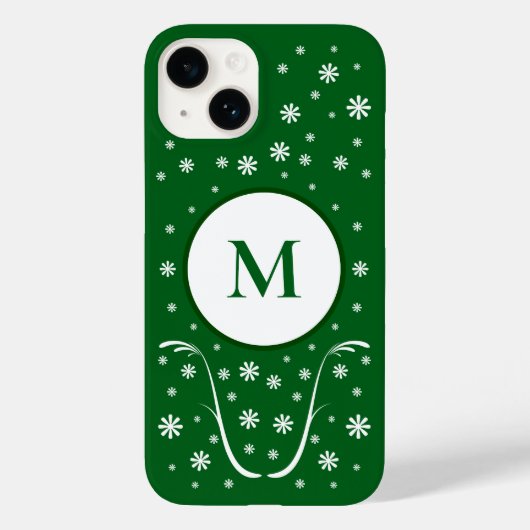 Emerald Green Blume Power Monogram Phone Case (Rückseite)