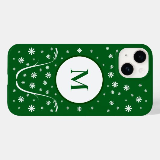 Emerald Green Blume Power Monogram Phone Case (Rückseite (Horizontal))