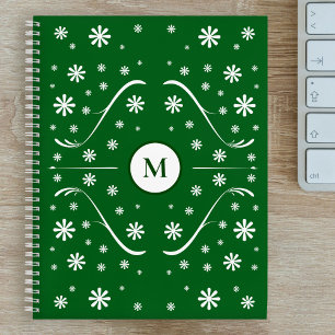 Emerald Green Blume Power Monogram Rezept Notizblock
