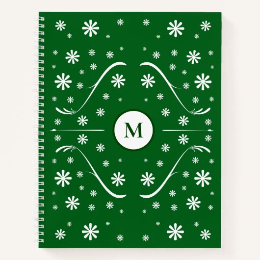 Emerald Green Blume Power Monogram Rezept Notizblock (Vorderseite)