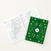 Emerald Green Blume Power Monogram Rezept Notizblock (Innenseite)