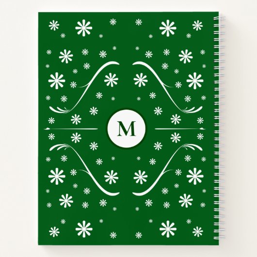 Emerald Green Blume Power Monogram Rezept Notizblock (Rückseite)
